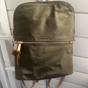 Michael Kors Olive Green Backpack used, marks as shown 13x13